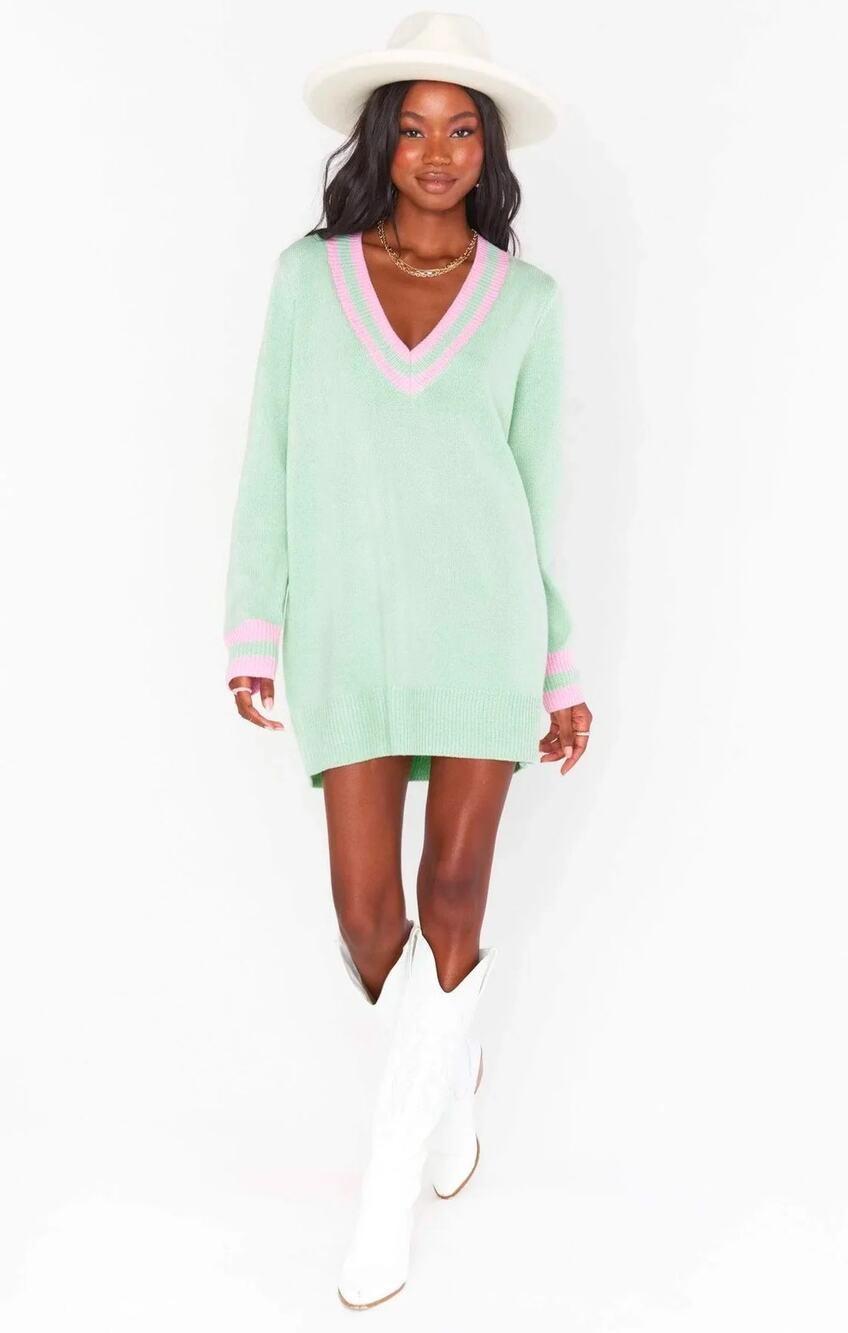 New Show Me Your Mumu Hartford Mint Green & Pink Sweater Dress | XL